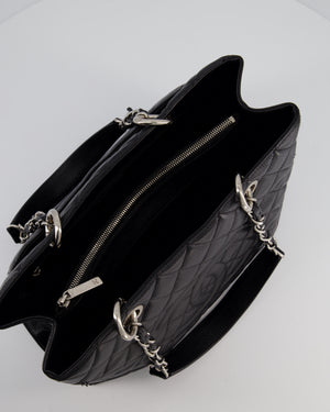 Chanel GST Grand Shopper Tote Bag in Black Caviar with Silver Hardware