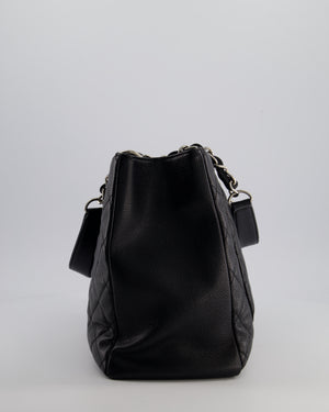 Chanel GST Grand Shopper Tote Bag in Black Caviar with Silver Hardware