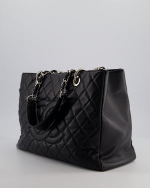 Chanel GST Grand Shopper Tote Bag in Black Caviar with Silver Hardware