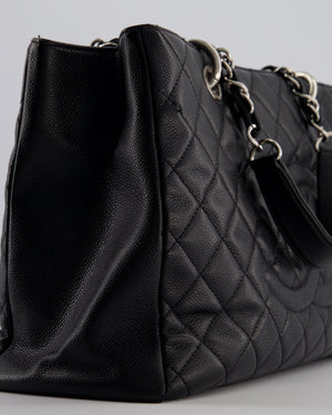 Chanel GST Grand Shopper Tote Bag in Black Caviar with Silver Hardware