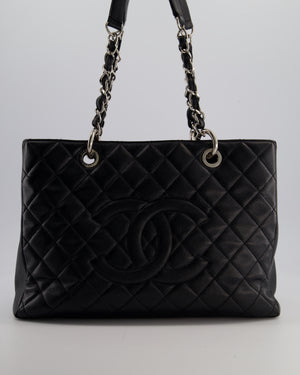 Chanel GST Grand Shopper Tote Bag in Black Caviar with Silver Hardware