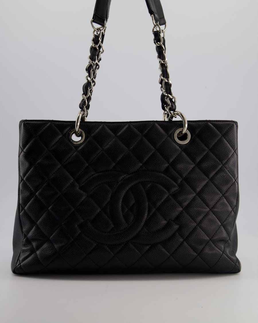Chanel GST Grand Shopper Tote Bag in Black Caviar with Silver Hardware