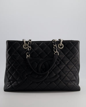 Chanel GST Grand Shopper Tote Bag in Black Caviar with Silver Hardware