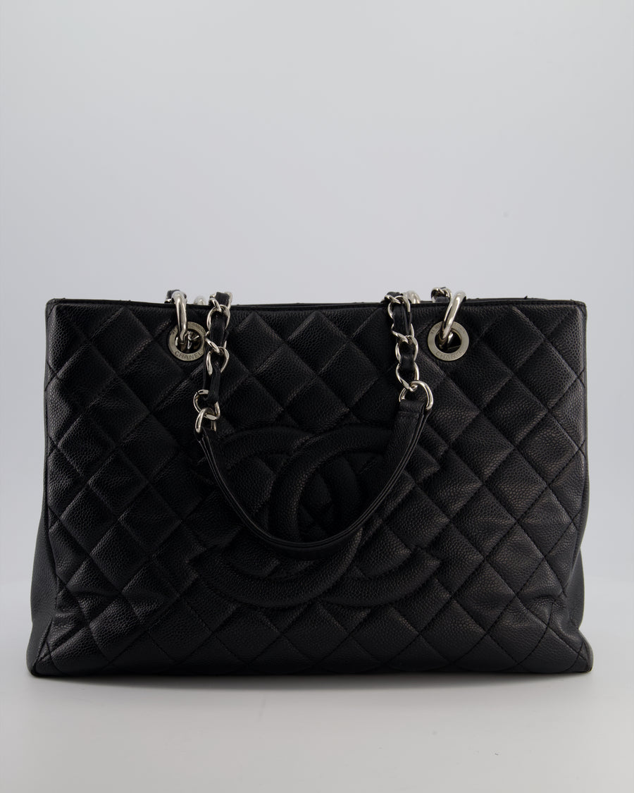 Chanel GST Grand Shopper Tote Bag in Black Caviar with Silver Hardware