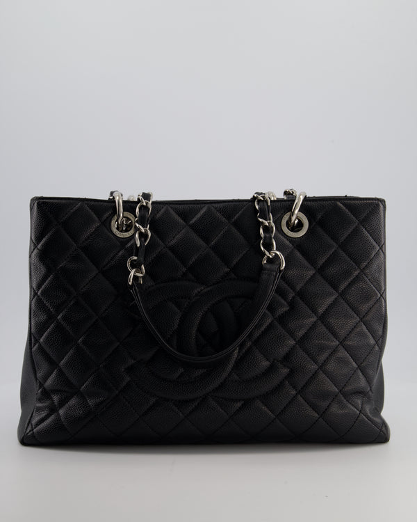 Chanel GST Grand Shopper Tote Bag in Black Caviar with Silver Hardware