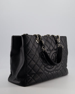 Chanel GST Grand Shopper Tote Bag in Black Caviar with Silver Hardware
