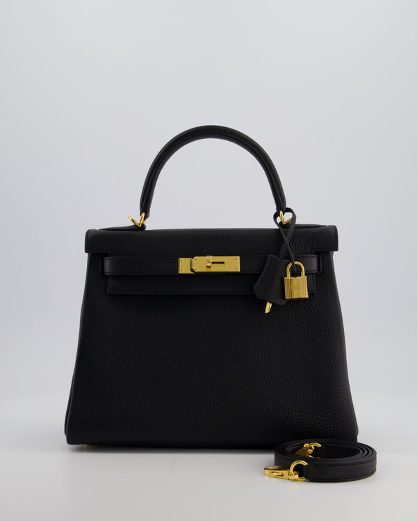 Hermès Kelly 28 Retourne Bag in Noir Clemence Leather with Gold Hardware