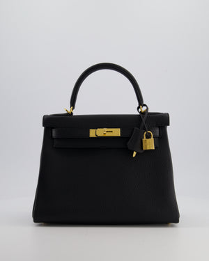 Hermès Kelly 28 Retourne Bag in Noir Clemence Leather with Gold Hardware