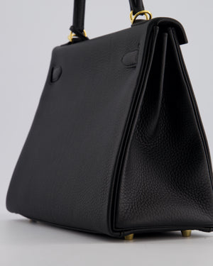 Hermès Kelly 28 Retourne Bag in Noir Clemence Leather with Gold Hardware
