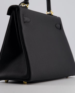 Hermès Kelly 28 Retourne Bag in Noir Clemence Leather with Gold Hardware