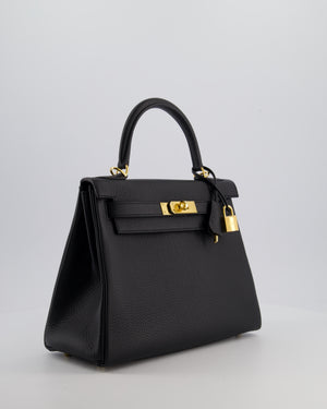 Hermès Kelly 28 Retourne Bag in Noir Clemence Leather with Gold Hardware