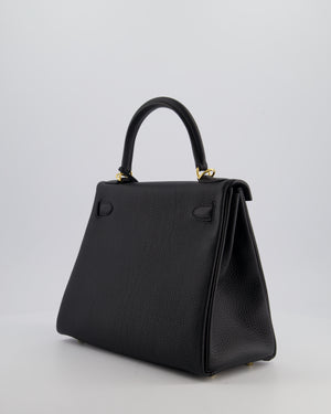 Hermès Kelly 28 Retourne Bag in Noir Clemence Leather with Gold Hardware