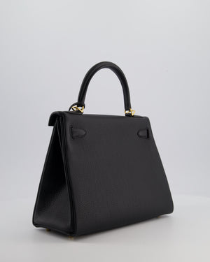 Hermès Kelly 28 Retourne Bag in Noir Clemence Leather with Gold Hardware