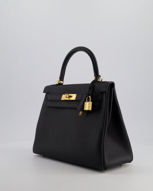 Hermès Kelly 28 Retourne Bag in Noir Clemence Leather with Gold Hardware