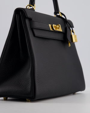Hermès Kelly 28 Retourne Bag in Noir Clemence Leather with Gold Hardware
