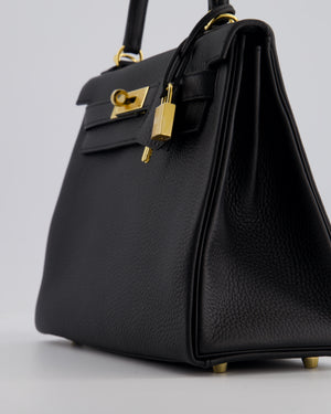 Hermès Kelly 28 Retourne Bag in Noir Clemence Leather with Gold Hardware