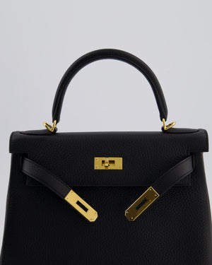 Hermès Kelly 28 Retourne Bag in Noir Clemence Leather with Gold Hardware
