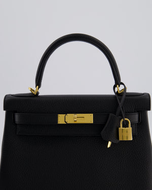 Hermès Kelly 28 Retourne Bag in Noir Clemence Leather with Gold Hardware