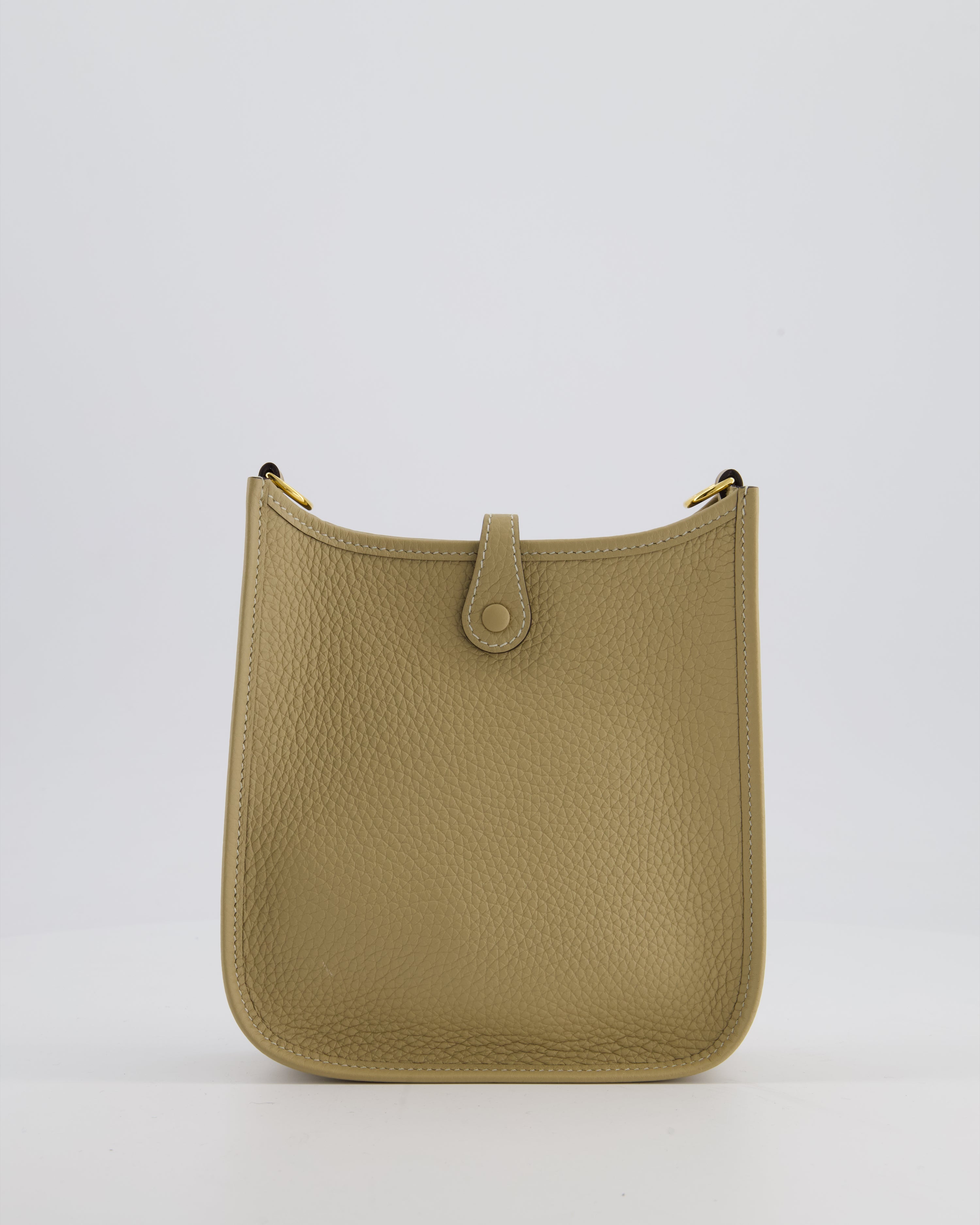 Hermès Mini Evelyne Bag in Beige Marfa Clemence Leather with Gold