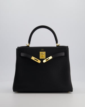 Hermès Kelly 28 Retourne Bag in Noir Clemence Leather with Gold Hardware