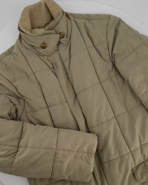 Loro Piana Mens Beige Puffer Quilted Jacket with Pocket Details Size XS (UK 34)