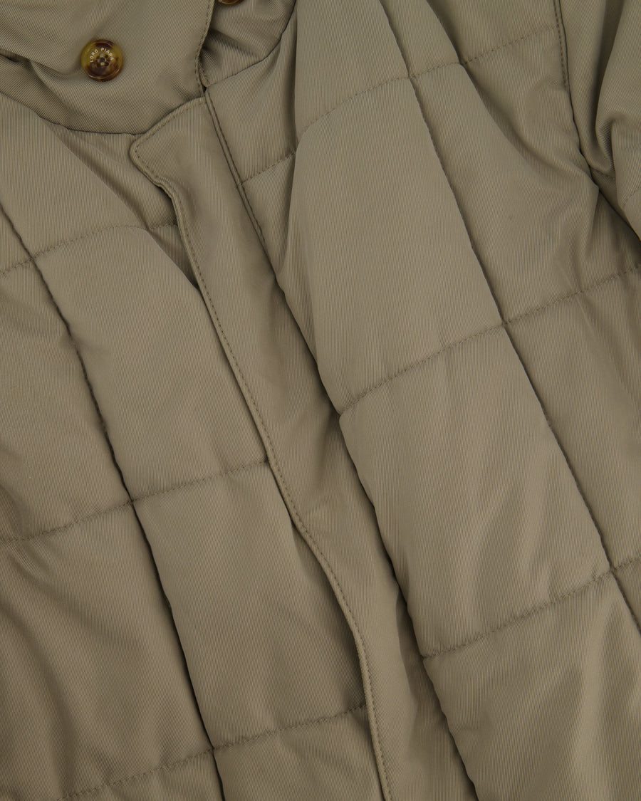Loro Piana Mens Beige Puffer Quilted Jacket with Pocket Details Size XS (UK 34)