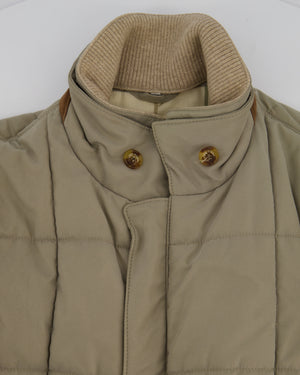 Loro Piana Mens Beige Puffer Quilted Jacket with Pocket Details Size XS (UK 34)
