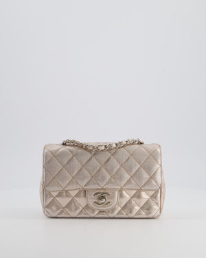 Chanel Rose Gold Metallic Pixel Effect Calfskin Mini Rectangular Flap Bag with Silver Hardware