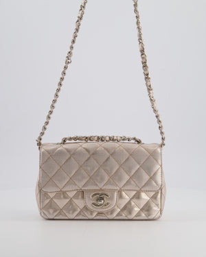 Chanel Rose Gold Metallic Pixel Effect Calfskin Mini Rectangular Flap Bag with Silver Hardware