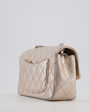 Chanel Rose Gold Metallic Pixel Effect Calfskin Mini Rectangular Flap Bag with Silver Hardware
