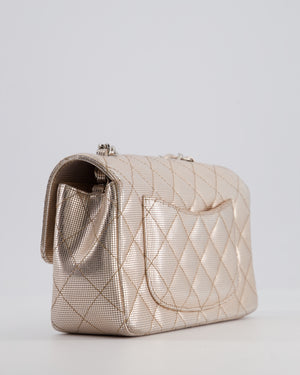 Chanel Rose Gold Metallic Pixel Effect Calfskin Mini Rectangular Flap Bag with Silver Hardware