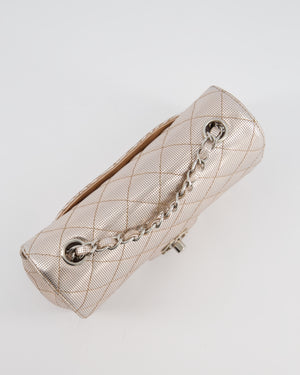 Chanel Rose Gold Metallic Pixel Effect Calfskin Mini Rectangular Flap Bag with Silver Hardware