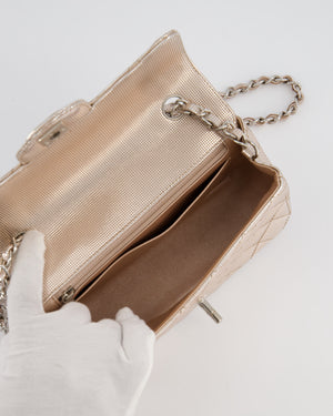 Chanel Rose Gold Metallic Pixel Effect Calfskin Mini Rectangular Flap Bag with Silver Hardware