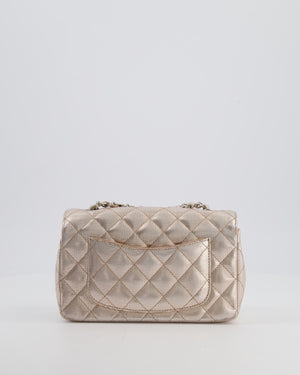 Chanel Rose Gold Metallic Pixel Effect Calfskin Mini Rectangular Flap Bag with Silver Hardware