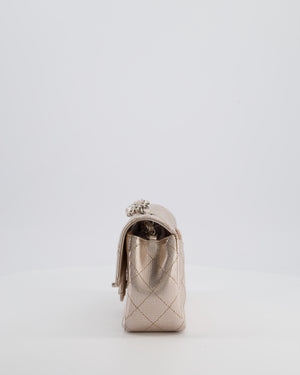 Chanel Rose Gold Metallic Pixel Effect Calfskin Mini Rectangular Flap Bag with Silver Hardware
