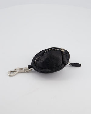 Balenciaga Black Round Leather Coin Purse with Silver Hardware