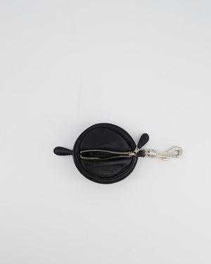 Balenciaga Black Round Leather Coin Purse with Silver Hardware