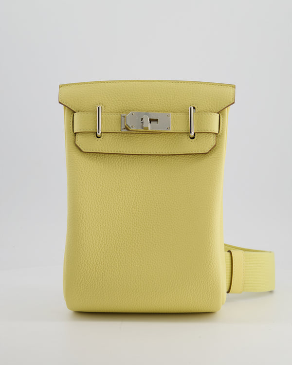 Hermès Hac A Dos PM Bag in Jaune Poussin Togo Leather with Palladium Hardware
