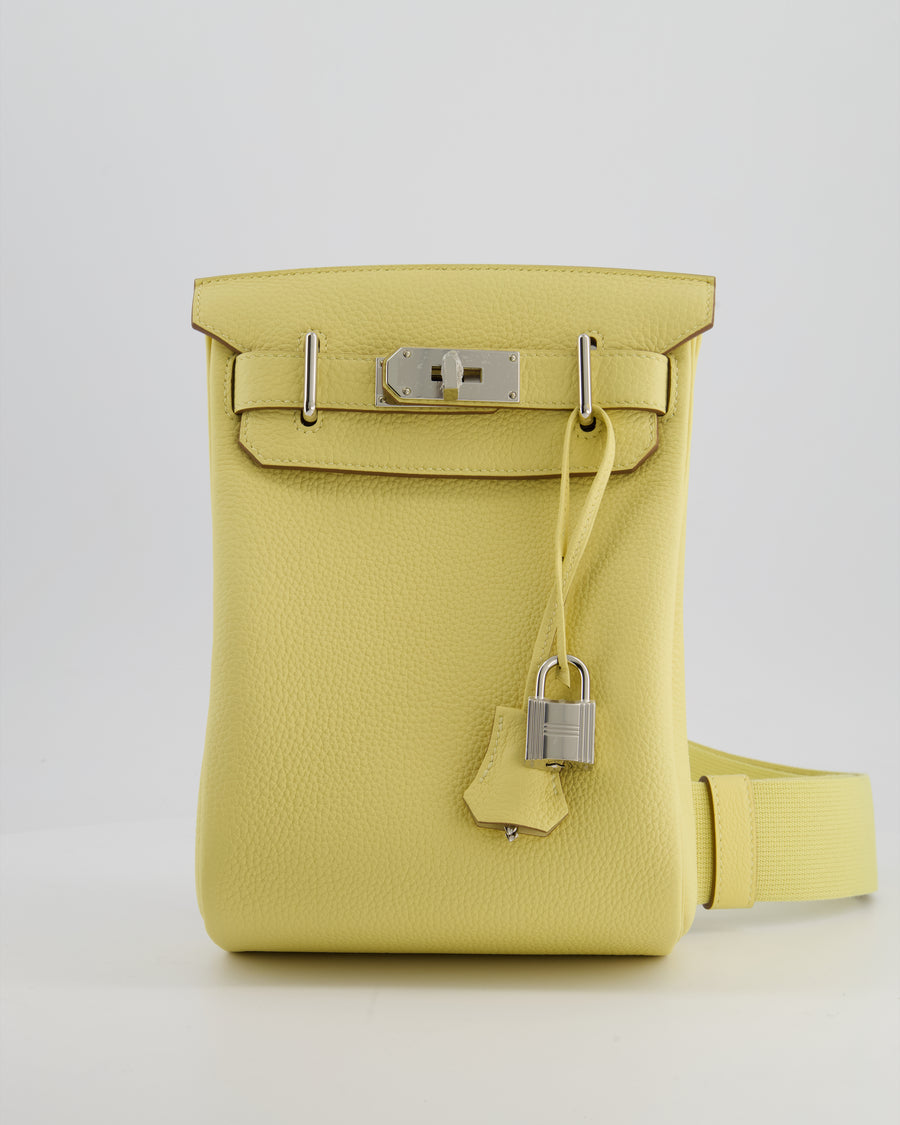 Hermès Hac A Dos PM Bag in Jaune Poussin Togo Leather with Palladium Hardware