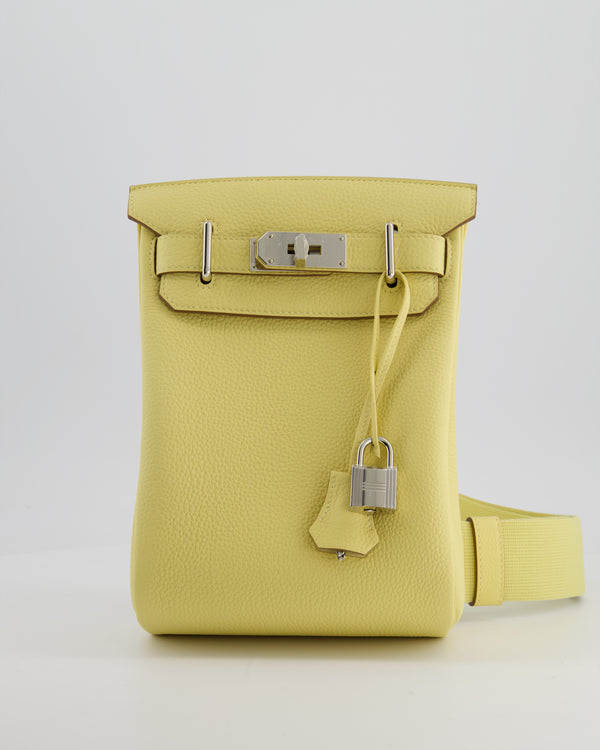 Hermès Hac A Dos PM Bag in Jaune Poussin Togo Leather with Palladium Hardware