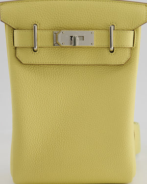 Hermès Hac A Dos PM Bag in Jaune Poussin Togo Leather with Palladium Hardware