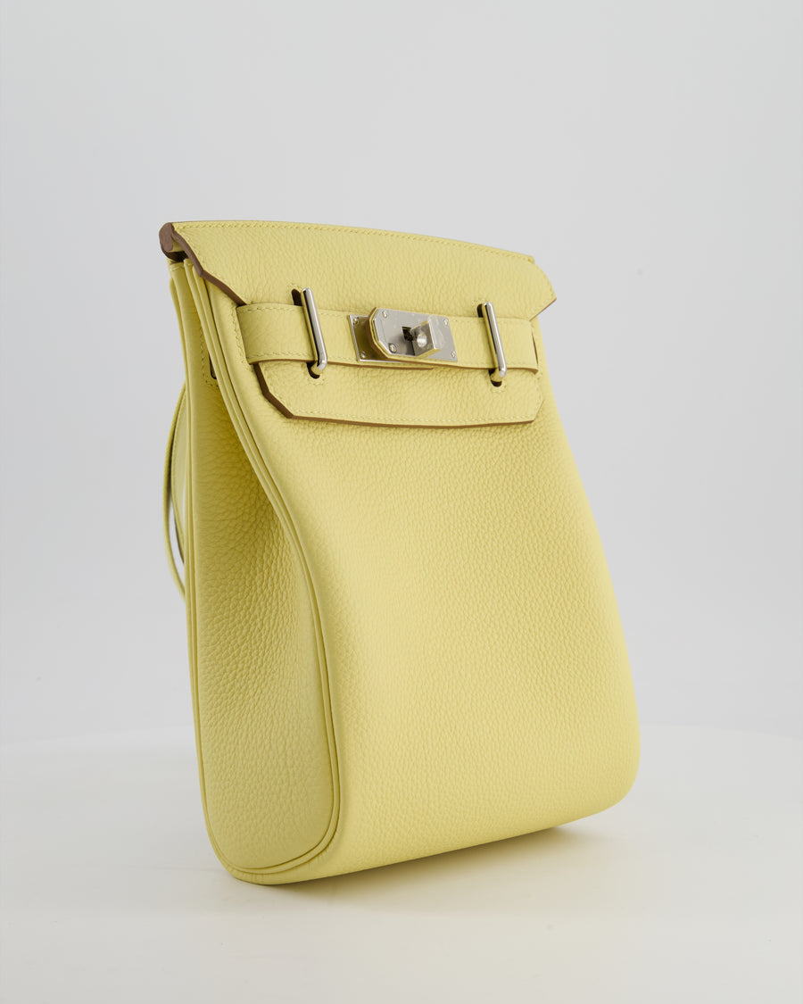 Hermès Hac A Dos PM Bag in Jaune Poussin Togo Leather with Palladium Hardware