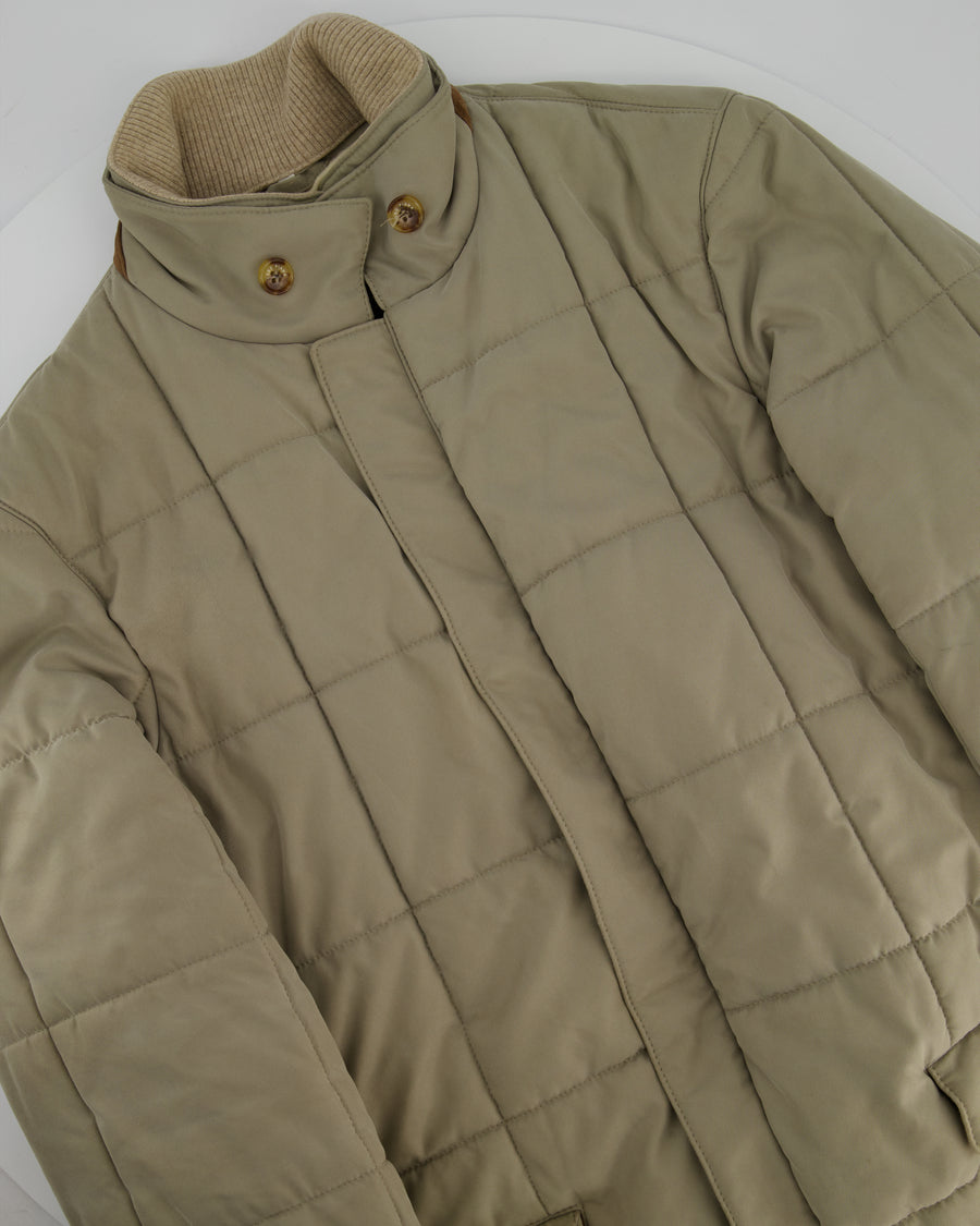 Loro Piana Mens Beige Puffer Quilted Jacket with Pocket Details Size XS (UK 34)