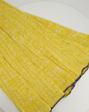 Joseph Yellow & White Knitted Maxi A-Line Skirt with Black Hem Detail Size XS (UK 6)
