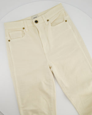 Khaite Cream Slim Leg Fit Jeans with Black Button Detailing Size 26 (UK 6)