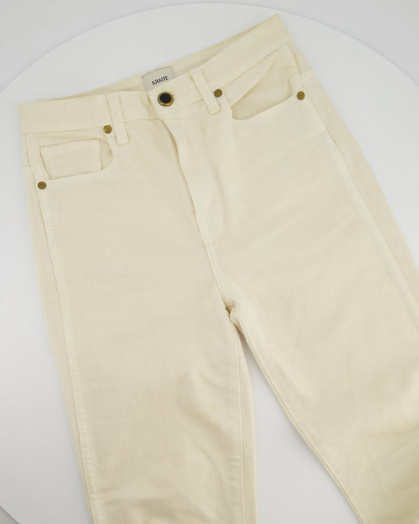 Khaite Cream Slim Leg Fit Jeans with Black Button Detailing Size 26 (UK 6)