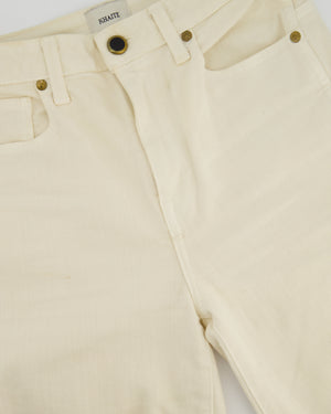Khaite Cream Slim Leg Fit Jeans with Black Button Detailing Size 26 (UK 6)