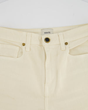 Khaite Cream Slim Leg Fit Jeans with Black Button Detailing Size 26 (UK 6)