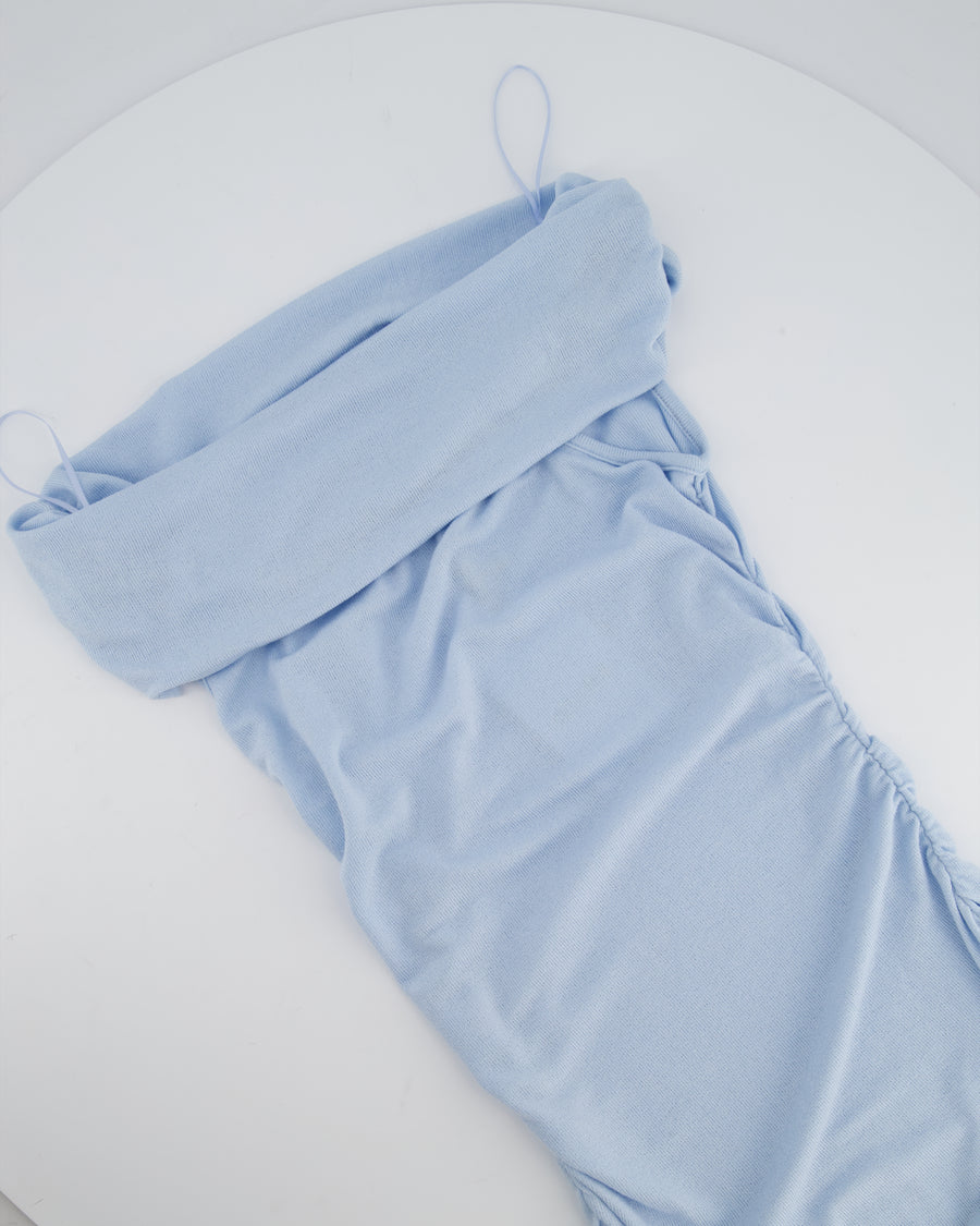 Lioness Field Of Dreams Baby Blue Maxi Dress with Off Shoulder Neckline Detail Size XXS (UK 4)