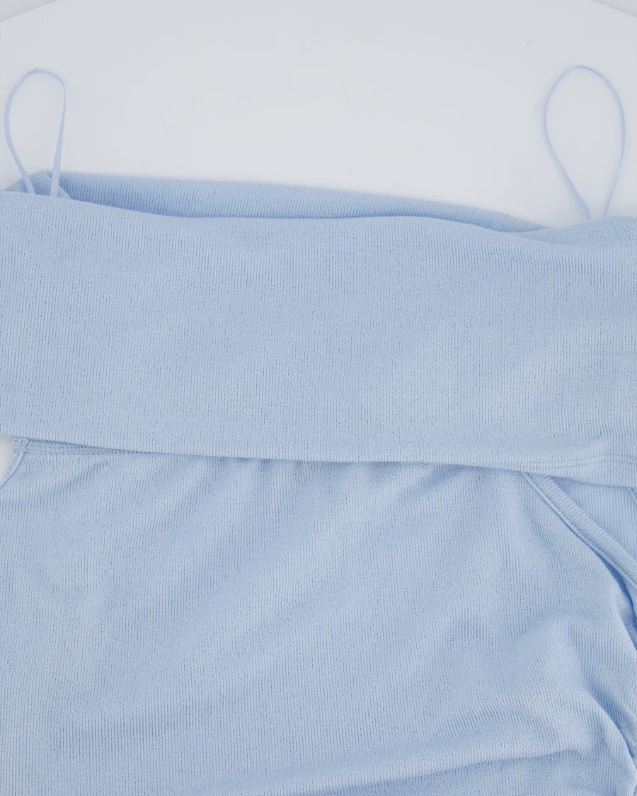 Lioness Field Of Dreams Baby Blue Maxi Dress with Off Shoulder Neckline Detail Size XXS (UK 4)
